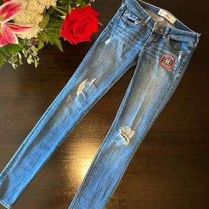 Hollister Low Rise Distressed Patch Jeans
